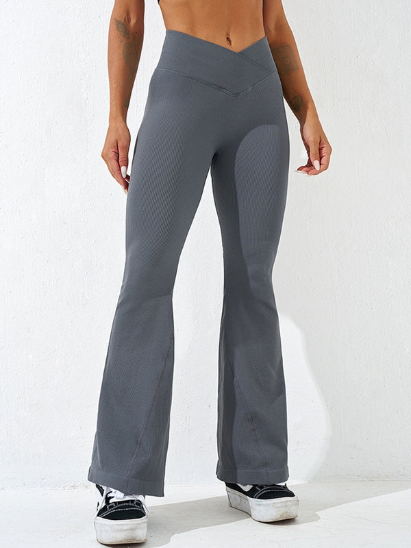 V-shape Waist Ribbed Flare Scrunch Bum Leggings