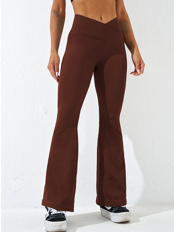 V-shape Waist Ribbed Flare Scrunch Bum Leggings