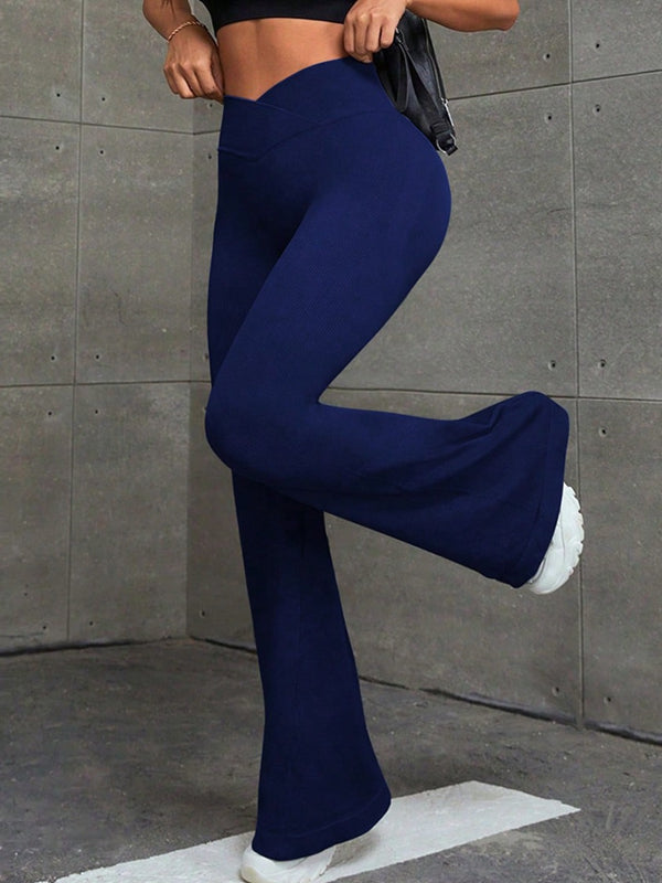 V-shape Waist Ribbed Flare Scrunch Bum Leggings