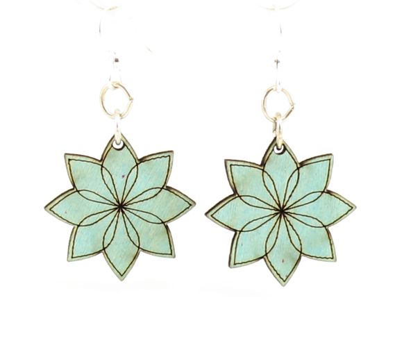 Vector graphic blossom earrings, eco-friendly laser-cut jewelry made in USA