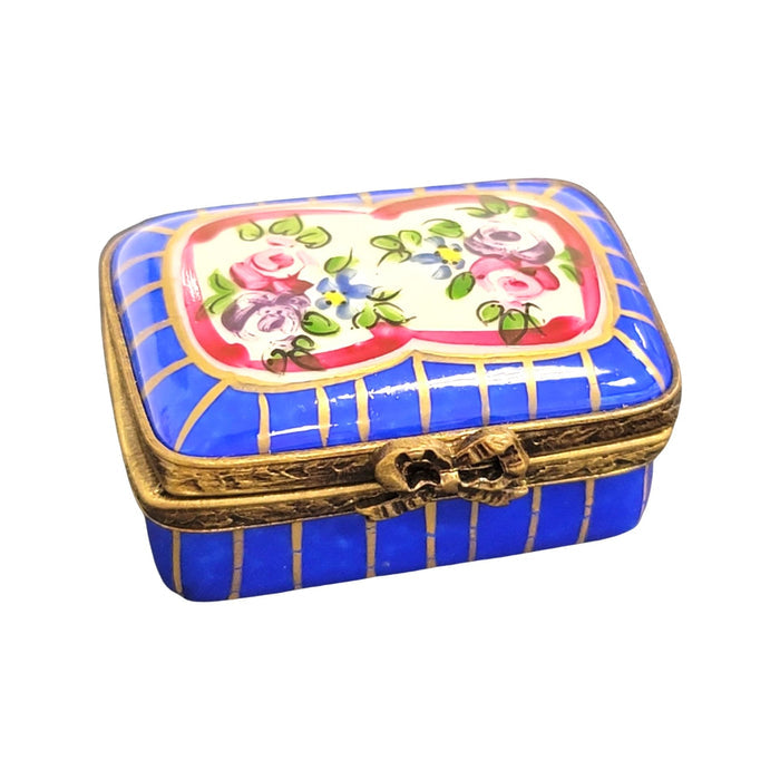 Blue French Porcelain Pill Box Porcelain Limoges LIMOGES BOXES traditional French Trinket Box