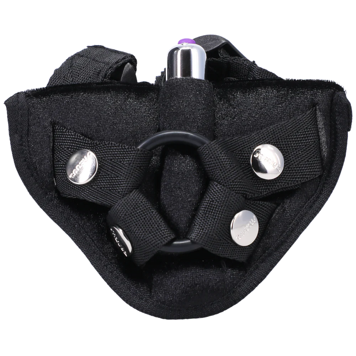 Vibrating Black Velvet Strap-On