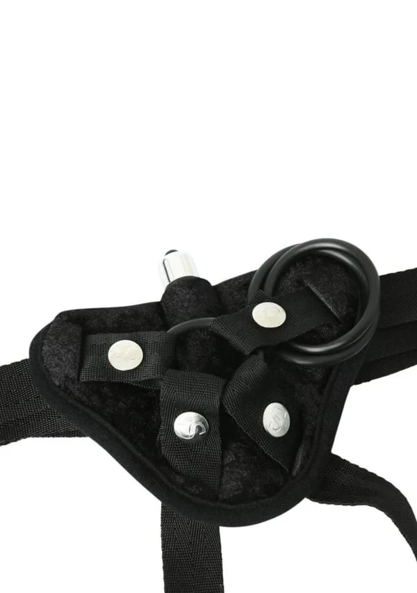 Vibrating Black Velvet Strap-On