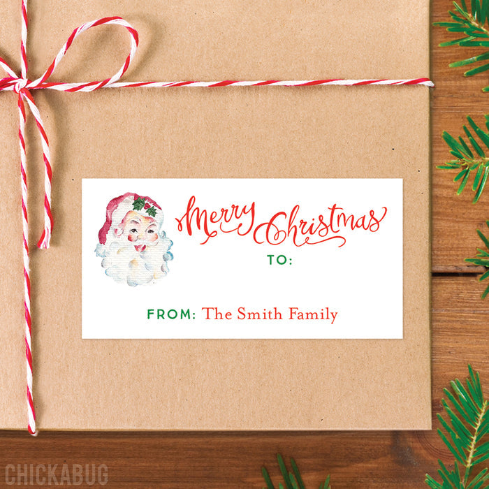 Vintage Santa Merry Christmas Gift Labels