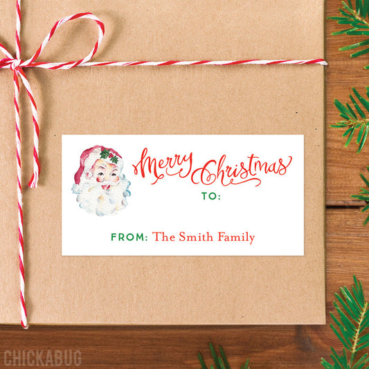Vintage Santa Merry Christmas Gift Labels