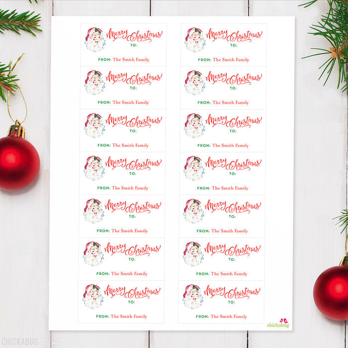 Vintage Santa Merry Christmas Gift Labels