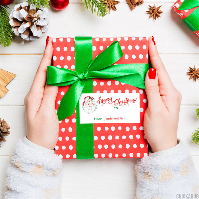 Vintage Santa Merry Christmas Gift Labels