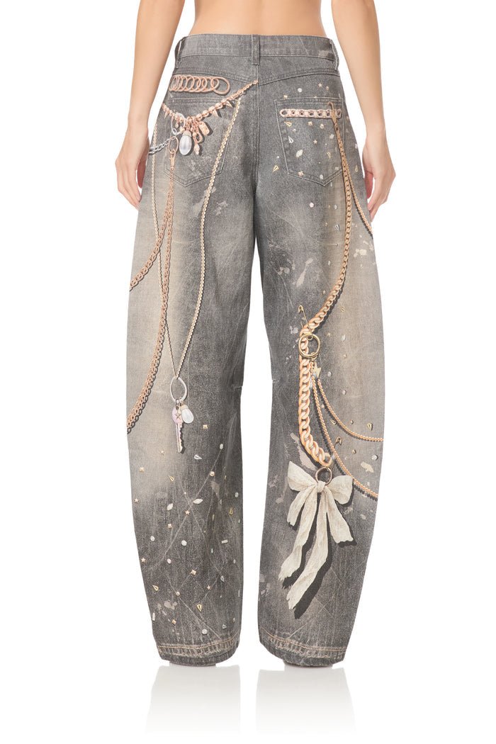 Walker Barrel Pant - Black Grunge Print