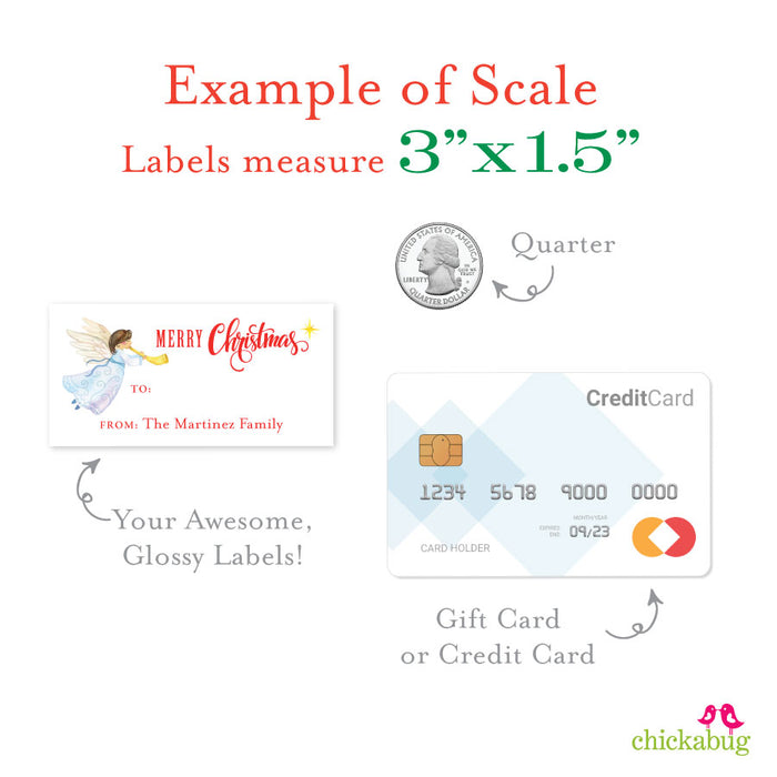 Watercolor Angel Merry Christmas Gift Labels