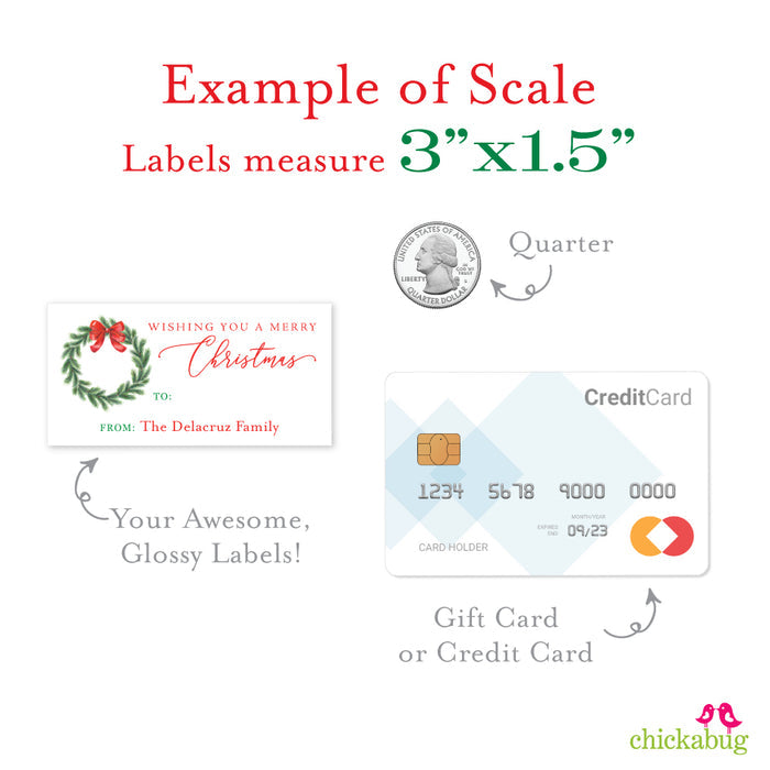 Watercolor Wreath Merry Christmas Gift Labels