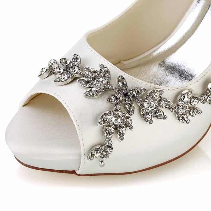 Wedding Heels Platform Stiletto Shoes Peep Toe Pumps 3.94 inch Heels for Dress