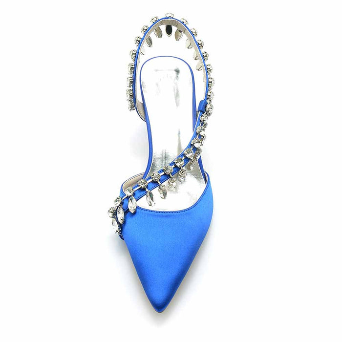 Elegant blue wedding party heels with sparkling embellishments for brides and bridesmaids