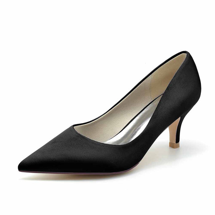Elegant black TC wedding party shoes women with a pointed toe and a modest heel for special occasions