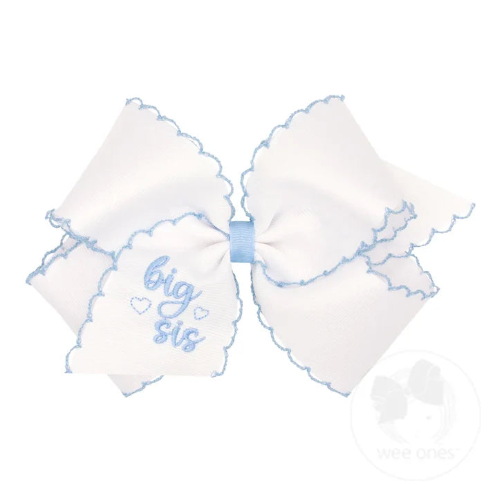 Wee Ones Bows - King - Blue Embroidered Big Sis