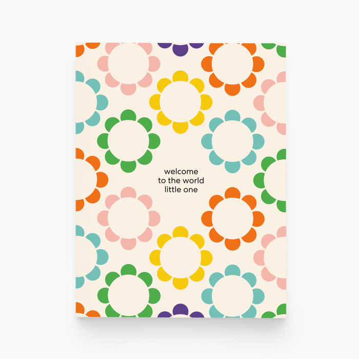 Welcome New Baby Geometric Flowers Greeting Card
