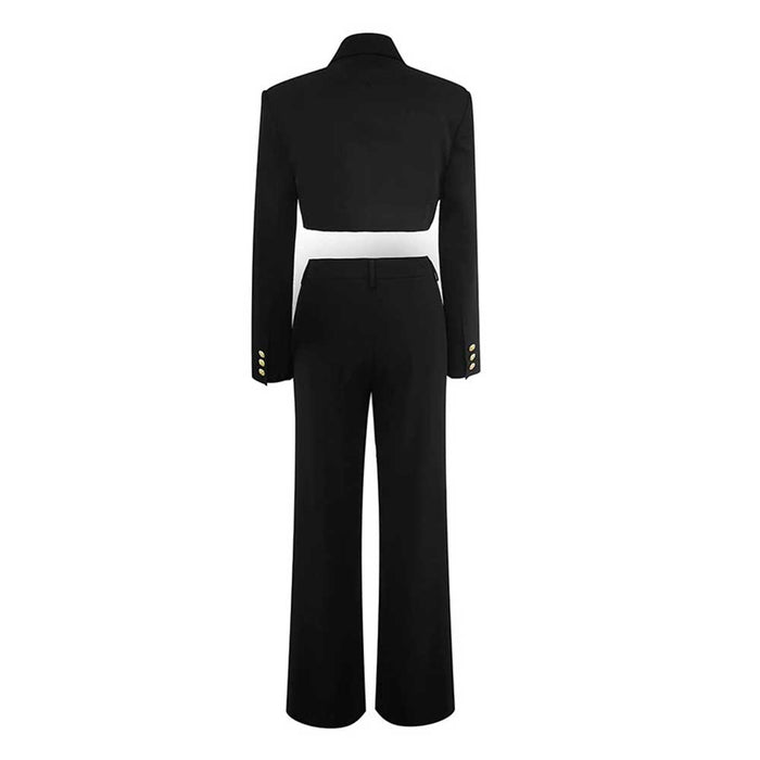 Back view of a white collar two piece pantsuit by SD Dresscode & Fashiontrends featuring a tailored silhouette