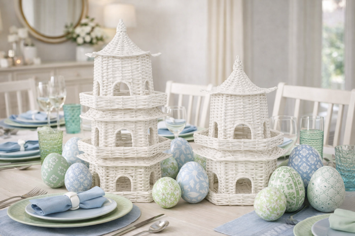 White Grand Wicker Pagoda by The Enchanted Home