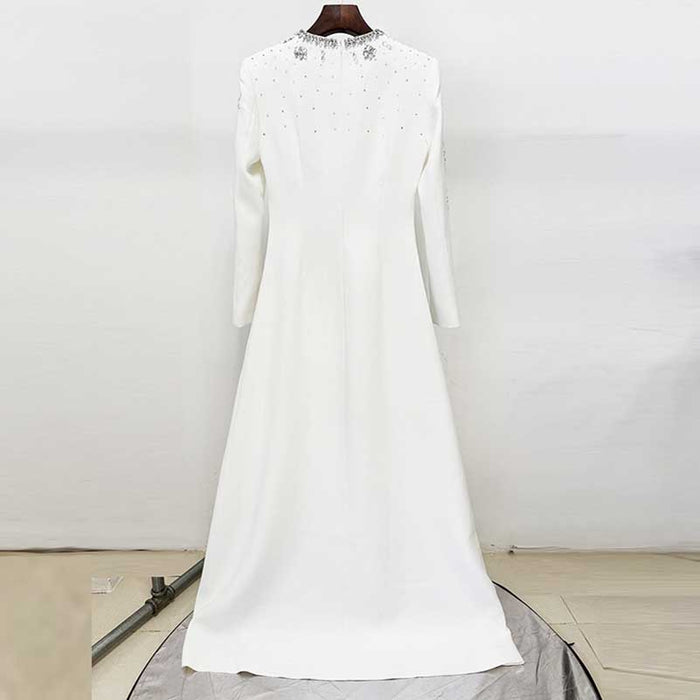 White Long Prom Dress With Crystal
