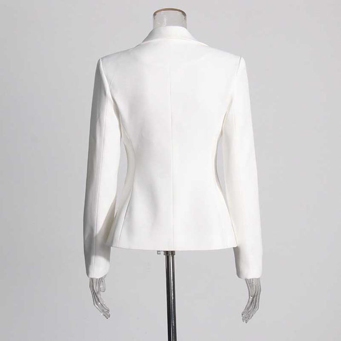 White Rose-applique Blazer Pants Suit Wedding Suit