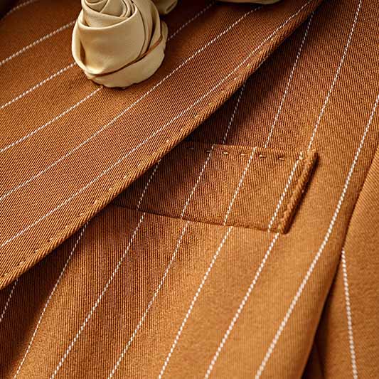 Women Caramel Pantsuit Fitted Blazer + Mid-High Rise Trousers Pantsuit Suit Formal Wear