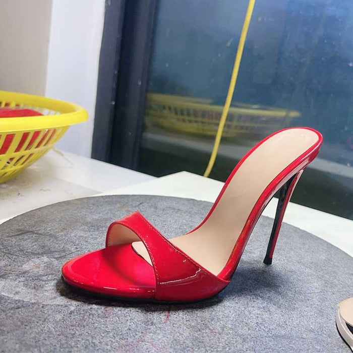 Women Chic Heels Pointed Toe Slip-on Mules Sandals