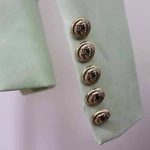 Women Coats Pistachio Green Jacket Long Sleeves Blazer Breasted Coat