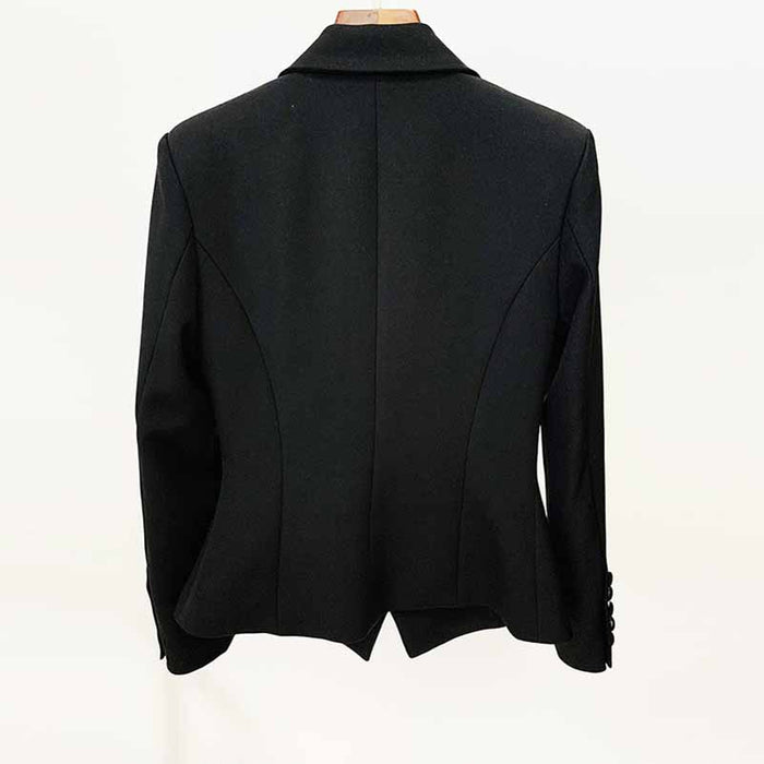 Women Double Beaded Formal Pantsuits Black Two Pieces Party Suit
