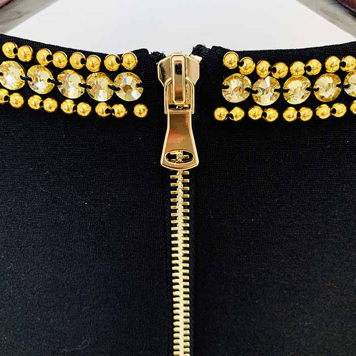 Women Gold Sequin Top Mini Black Dress Embellished Sleeveless Minidress