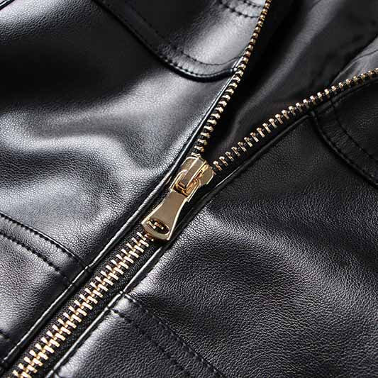 Women High Waist Gold Button Mini Leather Skirt