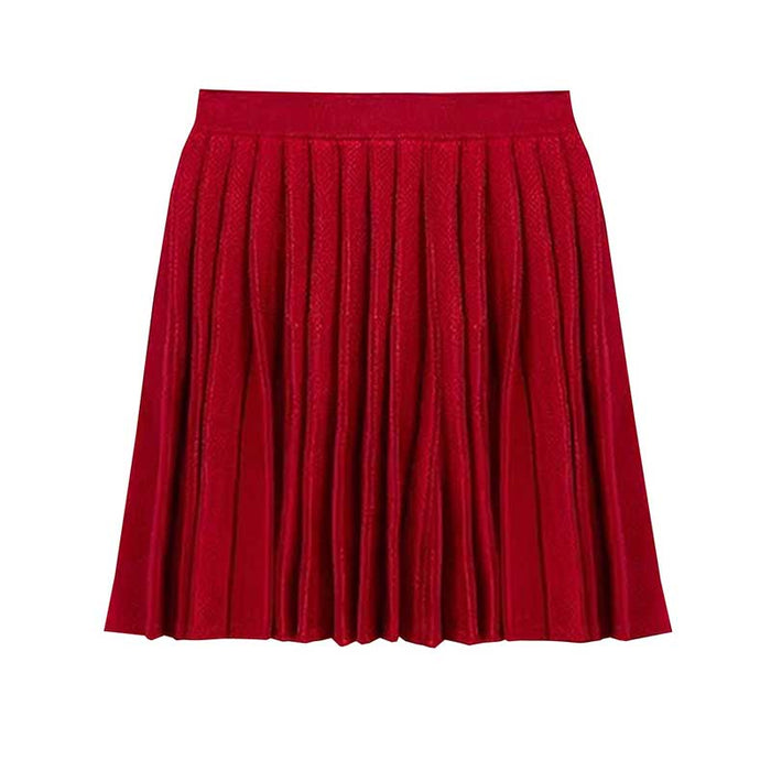 Women Knitted Cardigan Jacket + Pleated Short Skirt Two Pieces Skirt Suit