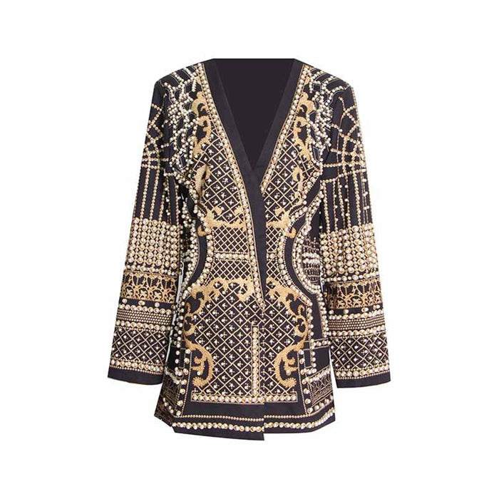 Women Long Sleeve Bubble Bead Blazer