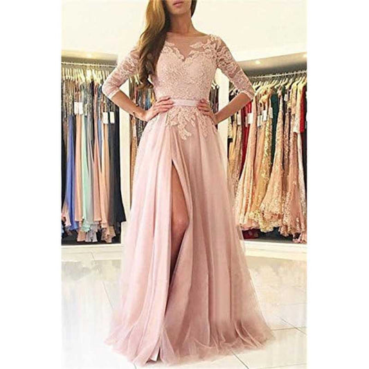 Women Long Sleeves Lace Bridesmaid Dress Long Evening Dress Wedding Ball Gowns