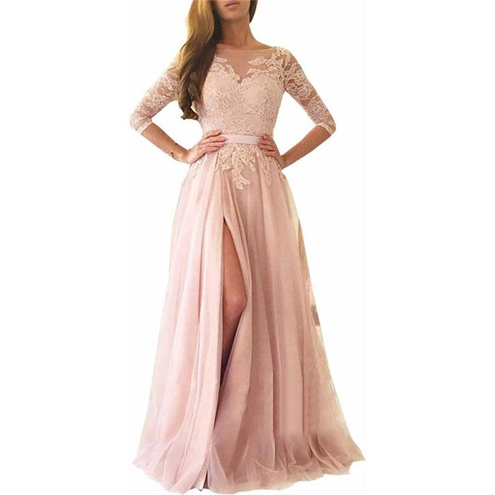Women Long Sleeves Lace Bridesmaid Dress Long Evening Dress Wedding Ball Gowns