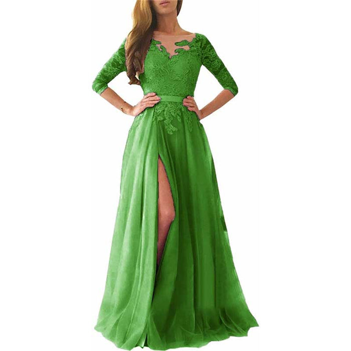 Women Long Sleeves Lace Bridesmaid Dress Long Evening Dress Wedding Ball Gowns