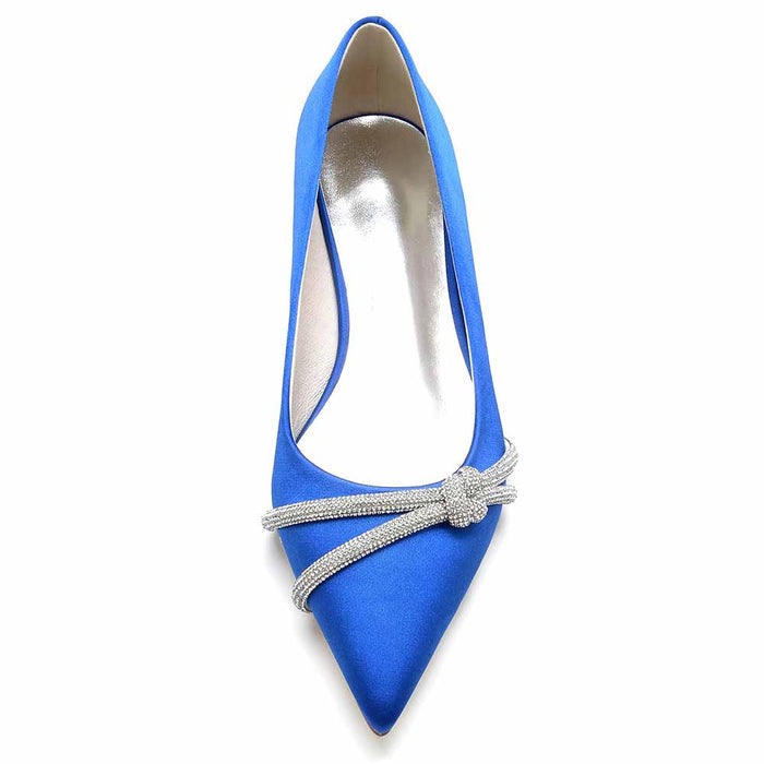 Women Party Flat Shoes Satin Bridal Shoes with Beaded