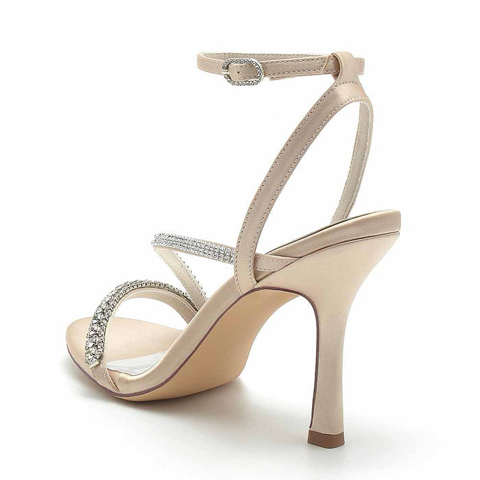 Women Rhinestones High Heel Sandals Ankle Strap Wedding Sandals
