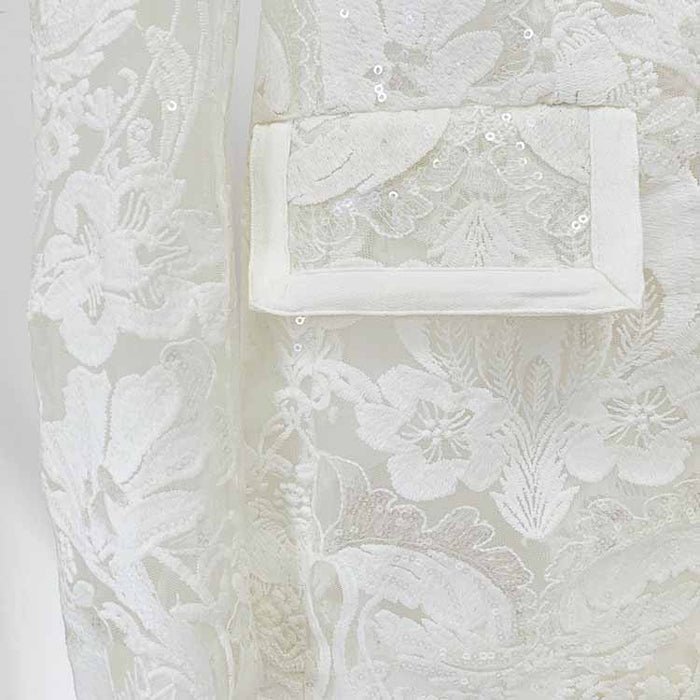 Women Sequined Wedding Suit Lace Blazer + Trousers Two Pieces Set Event Suit
