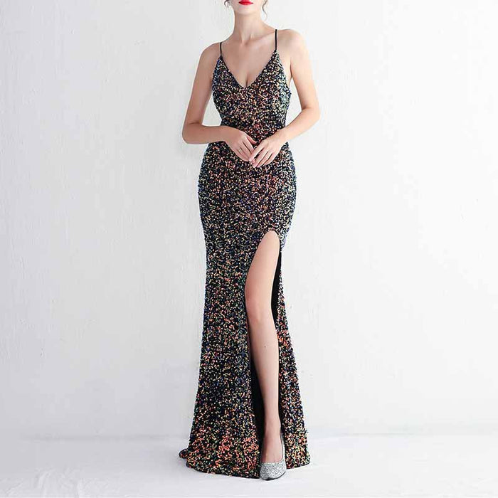 Women Sphagetti Strap Sequin Party Dres Formal Event Dress