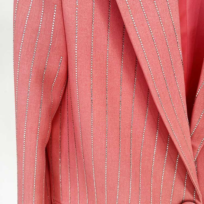 Women Wide-Leg Pantsuit Diamond Stripes Event Outfit