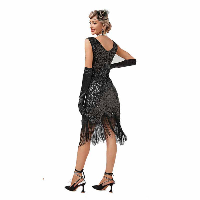 Women’s 1920s Flapper Dress Roaring 20s Sequins Beaded Fringe Gatsby Dress