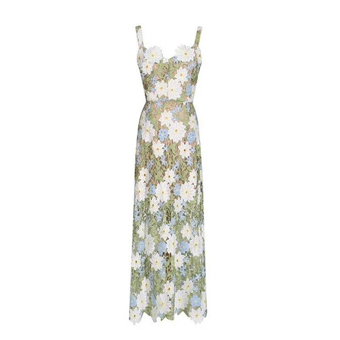 Women's 3D Flower Hollowed Midi Dress
