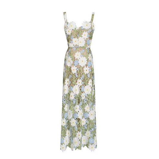 Women's 3D Flower Hollowed Midi Dress