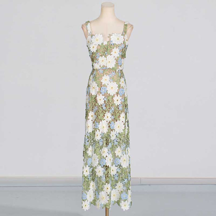 Women's 3D Flower Hollowed Midi Dress