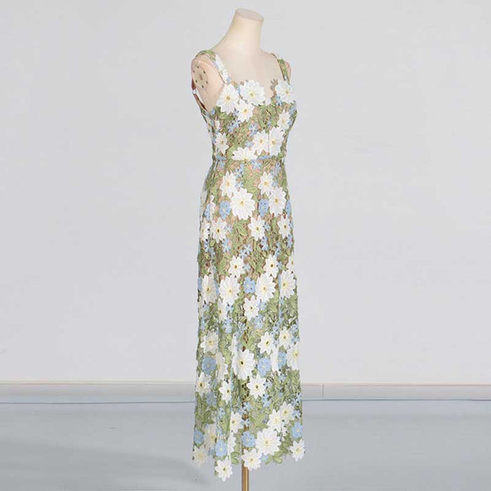 Women's 3D Flower Hollowed Midi Dress