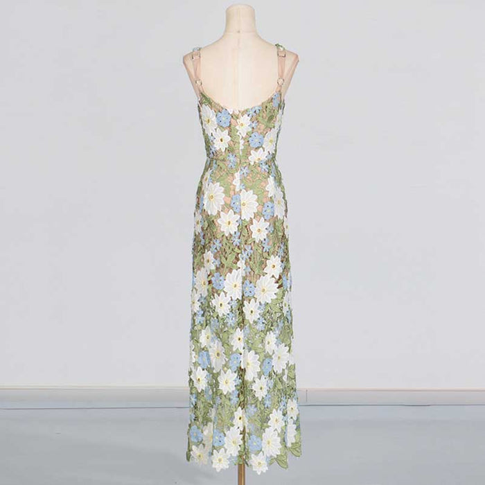 Women's 3D Flower Hollowed Midi Dress