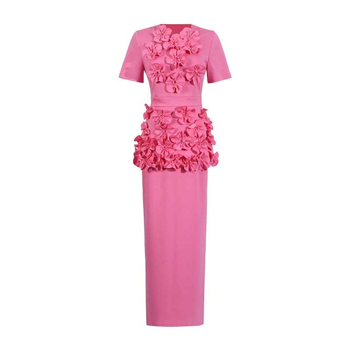 Women's 3D Flower Long Skirt Suit