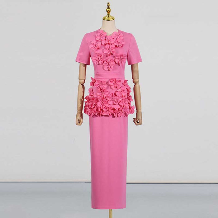 Women's 3D Flower Long Skirt Suit