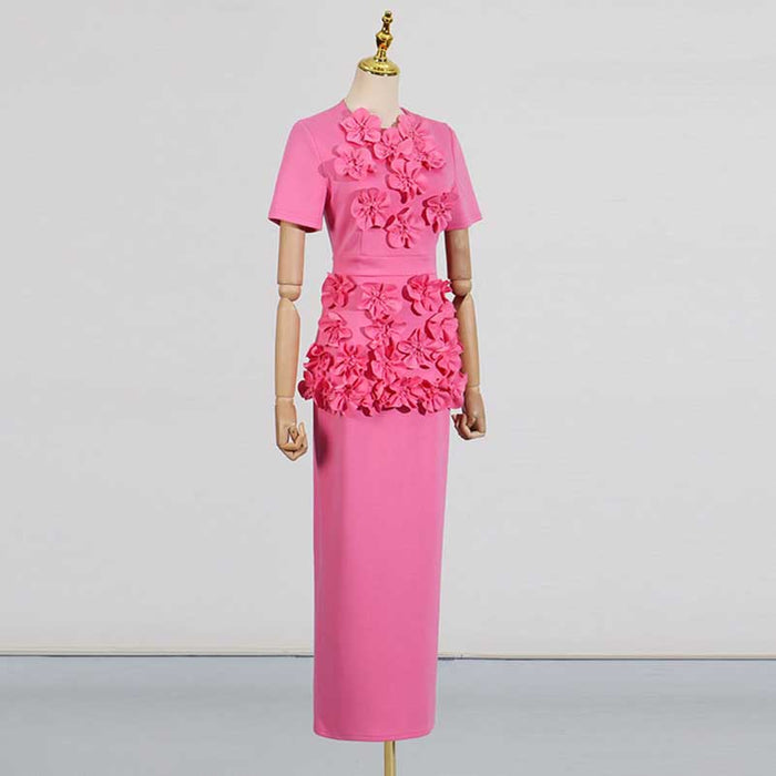 Women's 3D Flower Long Skirt Suit