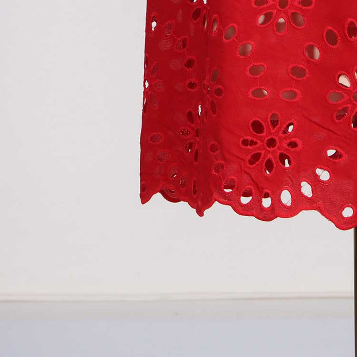 Womens A Line Midi Dress Hollowed Embroidered Cocktail Dress