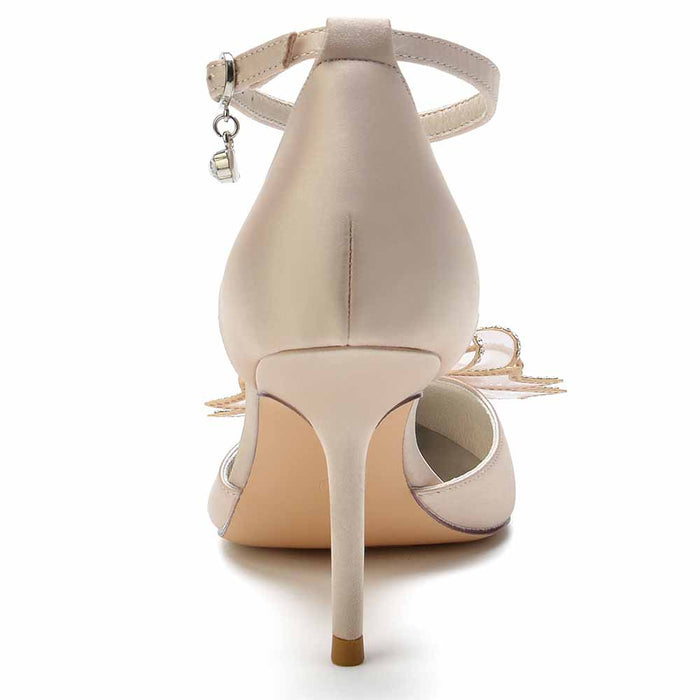 Womens Ankle Strap Pumps with Bow Party Heels Formal Dress Shoes